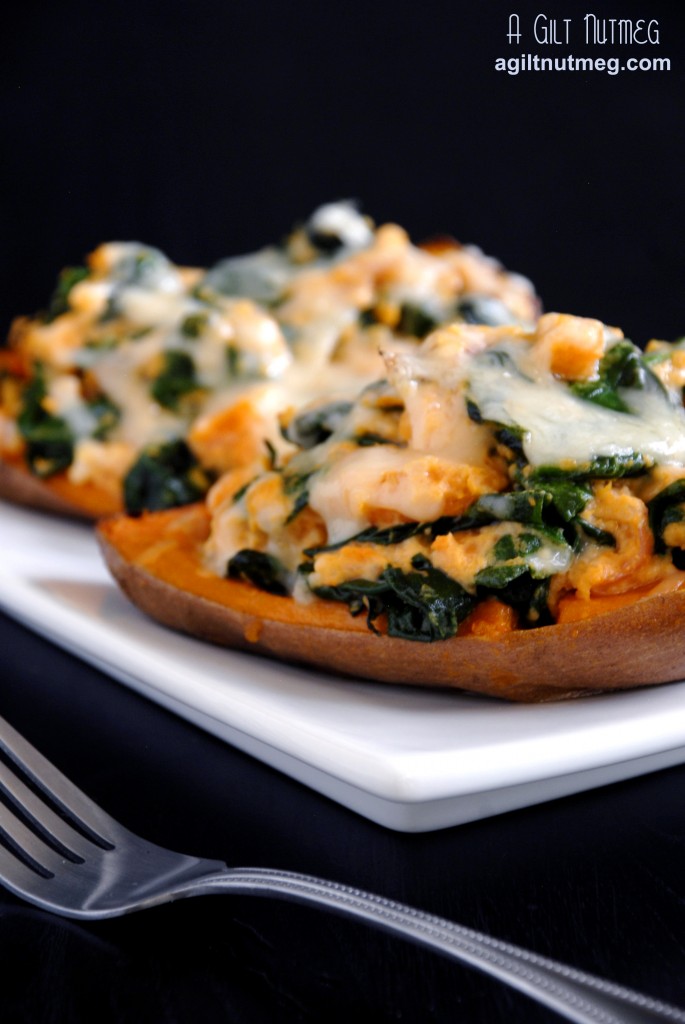 spinach twice baked sweet potatoes
