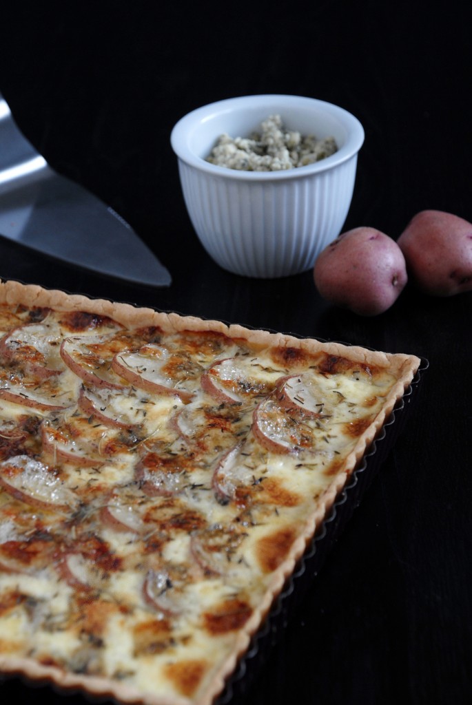blue cheese red potato tart