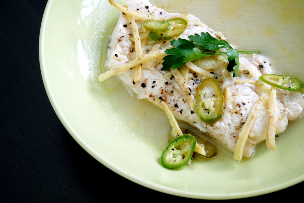 butter steamed ginger halibut