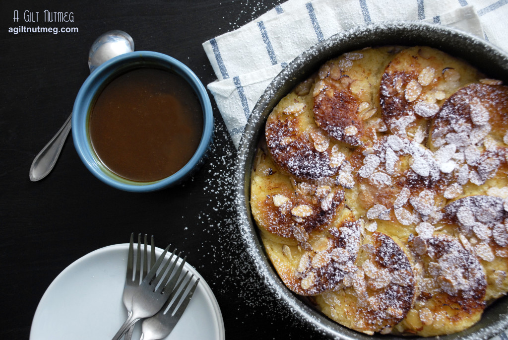 Almond Bread Pudding with Salted Caramel Sauce